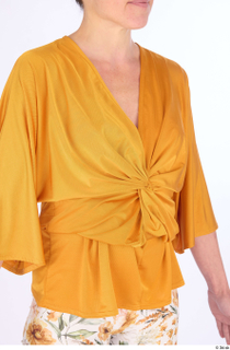 Hanane casual dressed upper body yellow loose knotted blouse 0008.jpg